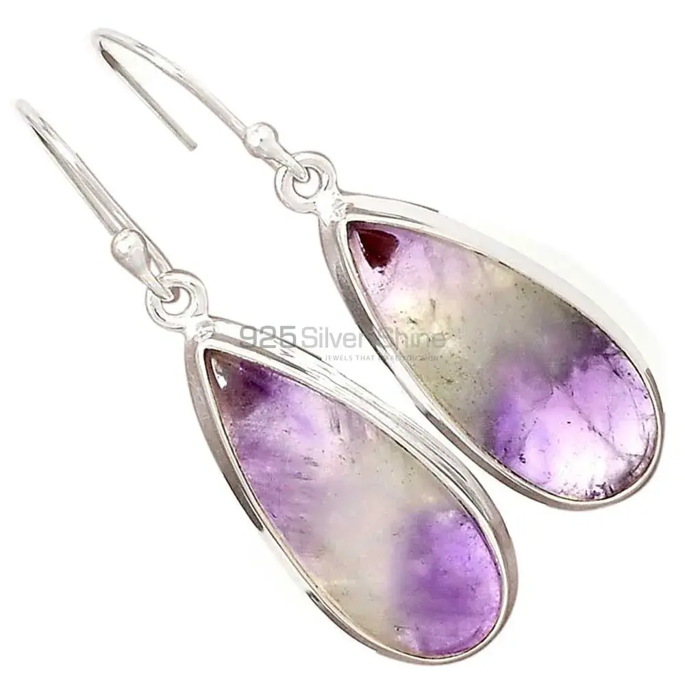 Inexpensive 925 Sterling Silver Earrings Wholesaler In Amethyst Lace agate Gemstone Jewelry 925SE2705_5
