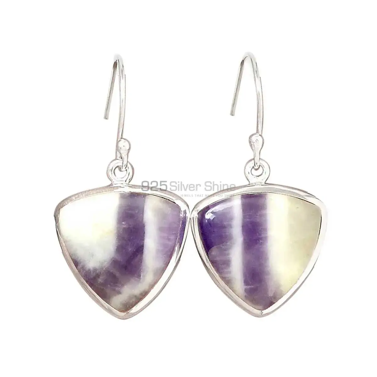 Inexpensive 925 Sterling Silver Earrings Wholesaler In Amethyst Lace agate Gemstone Jewelry 925SE2705_6