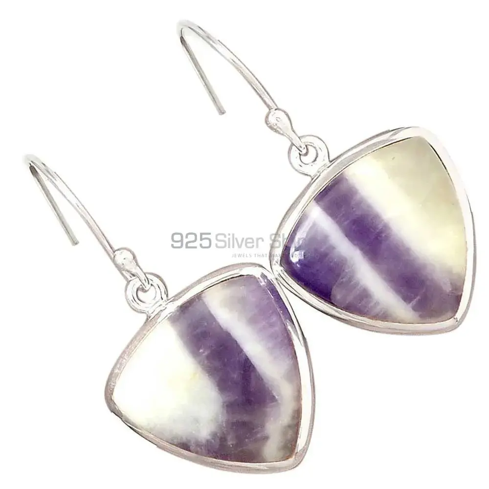 Inexpensive 925 Sterling Silver Earrings Wholesaler In Amethyst Lace agate Gemstone Jewelry 925SE2705_7
