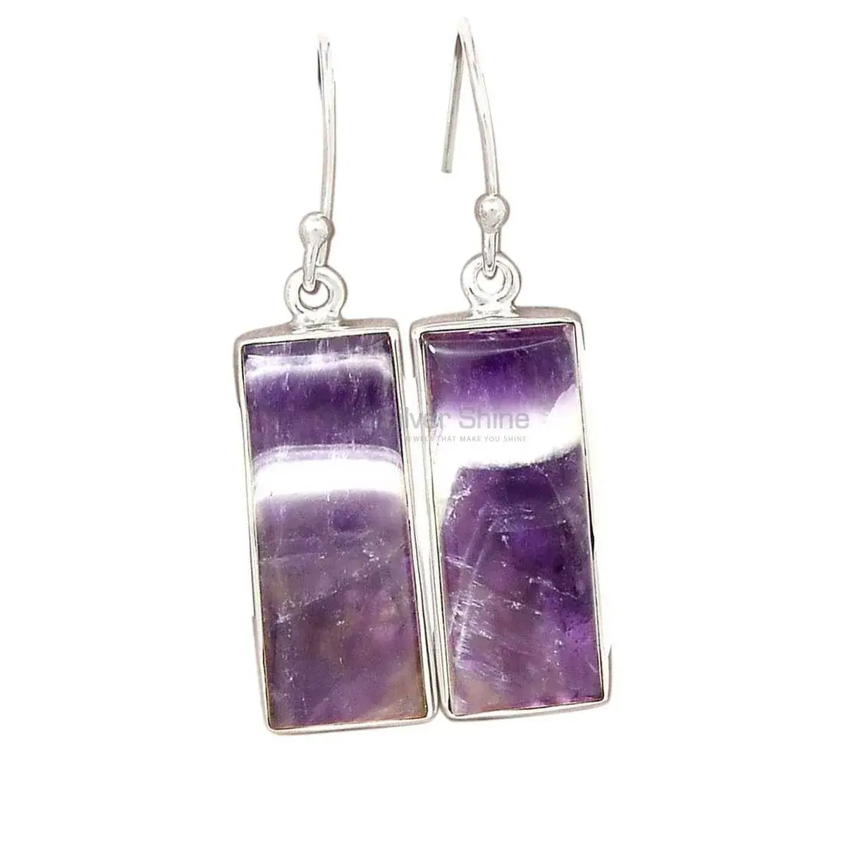 925 Sterling Silver Earrings In Amethyst Lace agate Gemstone Jewelry 925SE2705_9