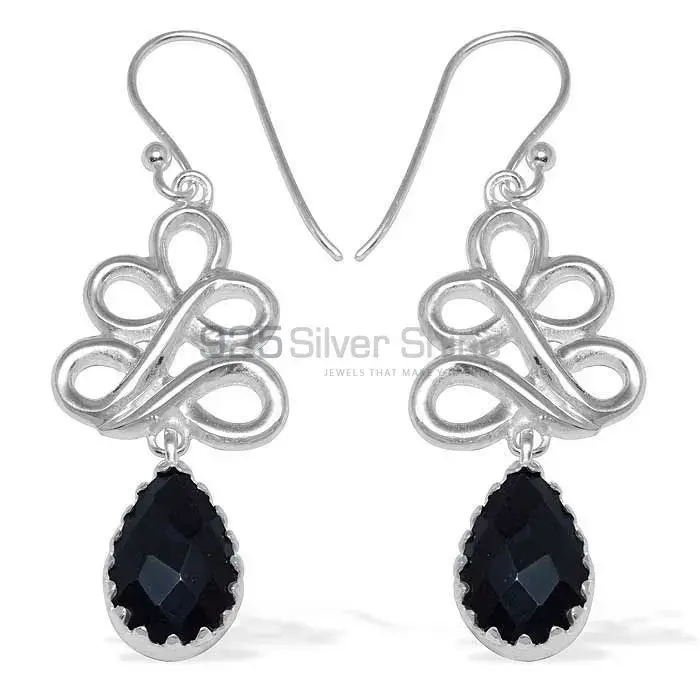 Inexpensive 925 Sterling Silver Earrings Wholesaler In Black Onyx Gemstone Jewelry 925SE839