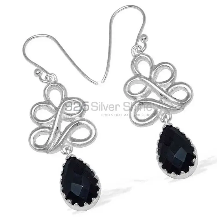 Inexpensive 925 Sterling Silver Earrings Wholesaler In Black Onyx Gemstone Jewelry 925SE839_0