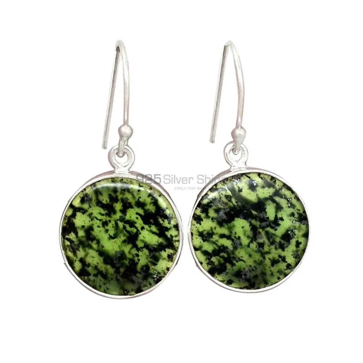 Inexpensive 925 Sterling Silver Earrings Wholesaler In Canadian Nephrite Jade Gemstone Jewelry 925SE2317