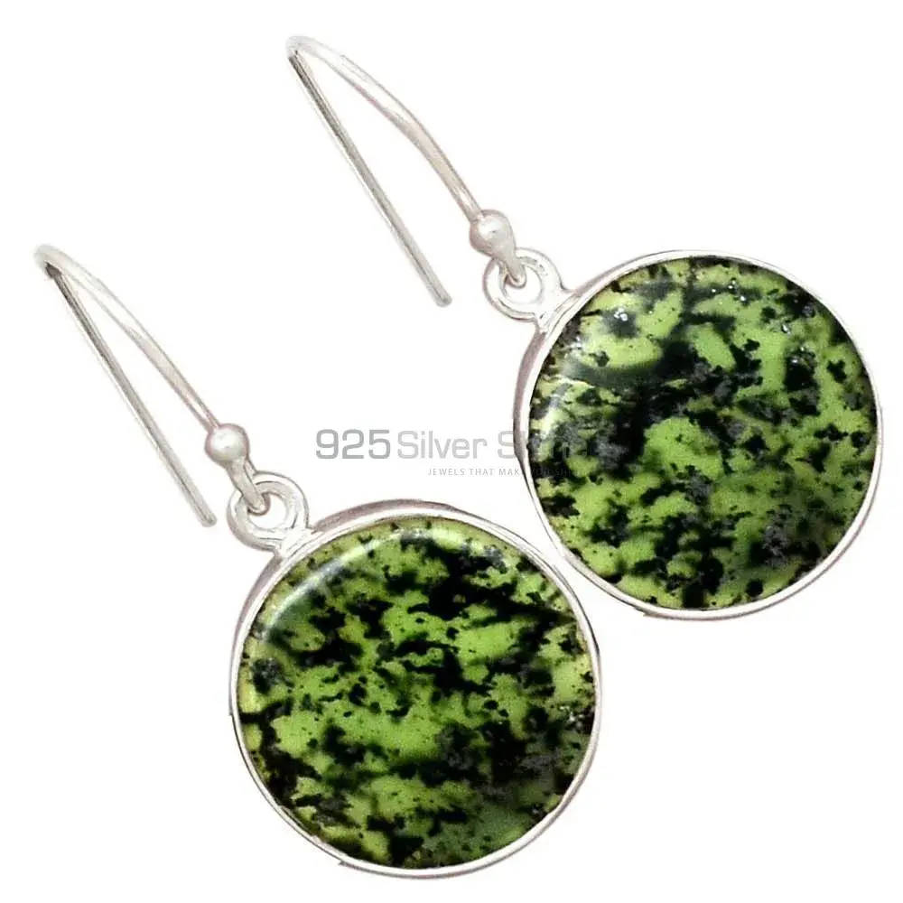 Inexpensive 925 Sterling Silver Earrings Wholesaler In Canadian Nephrite Jade Gemstone Jewelry 925SE2317_0