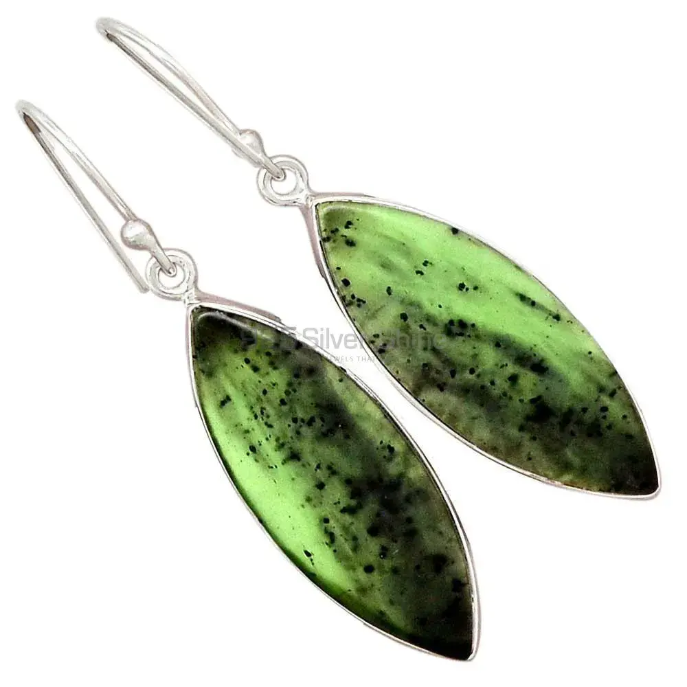 Inexpensive 925 Sterling Silver Earrings Wholesaler In Canadian Nephrite Jade Gemstone Jewelry 925SE2317_1