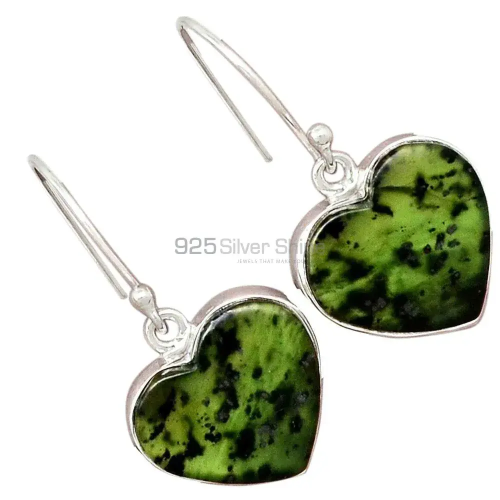 Inexpensive 925 Sterling Silver Earrings Wholesaler In Canadian Nephrite Jade Gemstone Jewelry 925SE2317_5