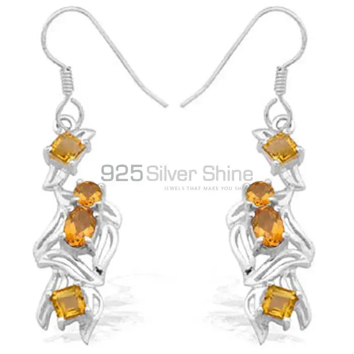 925 Sterling Silver Earrings In Citrine Gemstone Jewelry 925SE918
