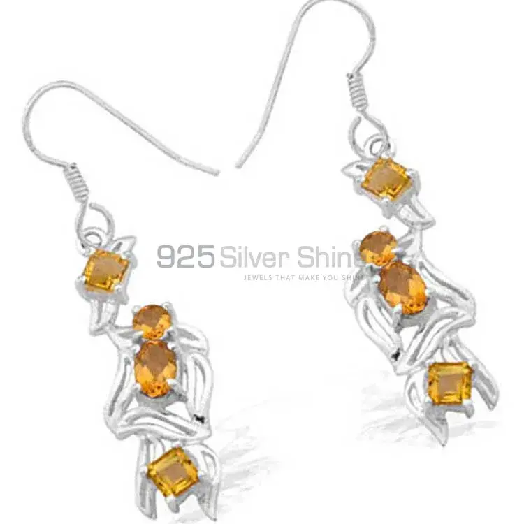 Inexpensive 925 Sterling Silver Earrings Wholesaler In Citrine Gemstone Jewelry 925SE918_0