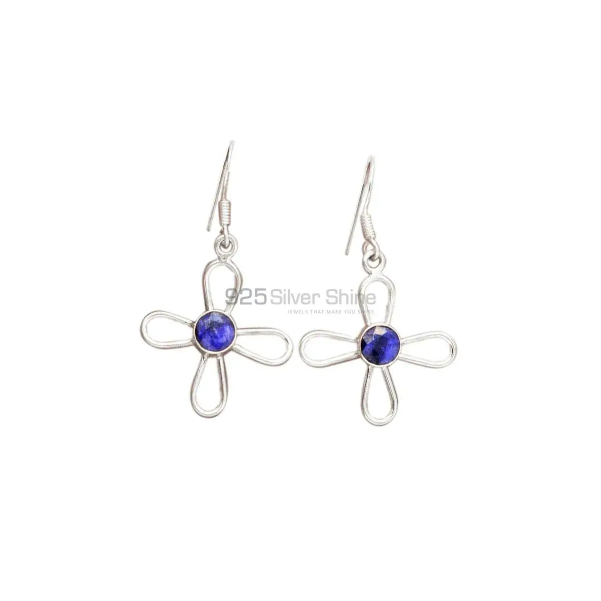 Inexpensive 925 Sterling Silver Earrings Wholesaler In Dyed Sapphire Gemstone Jewelry 925SE2396