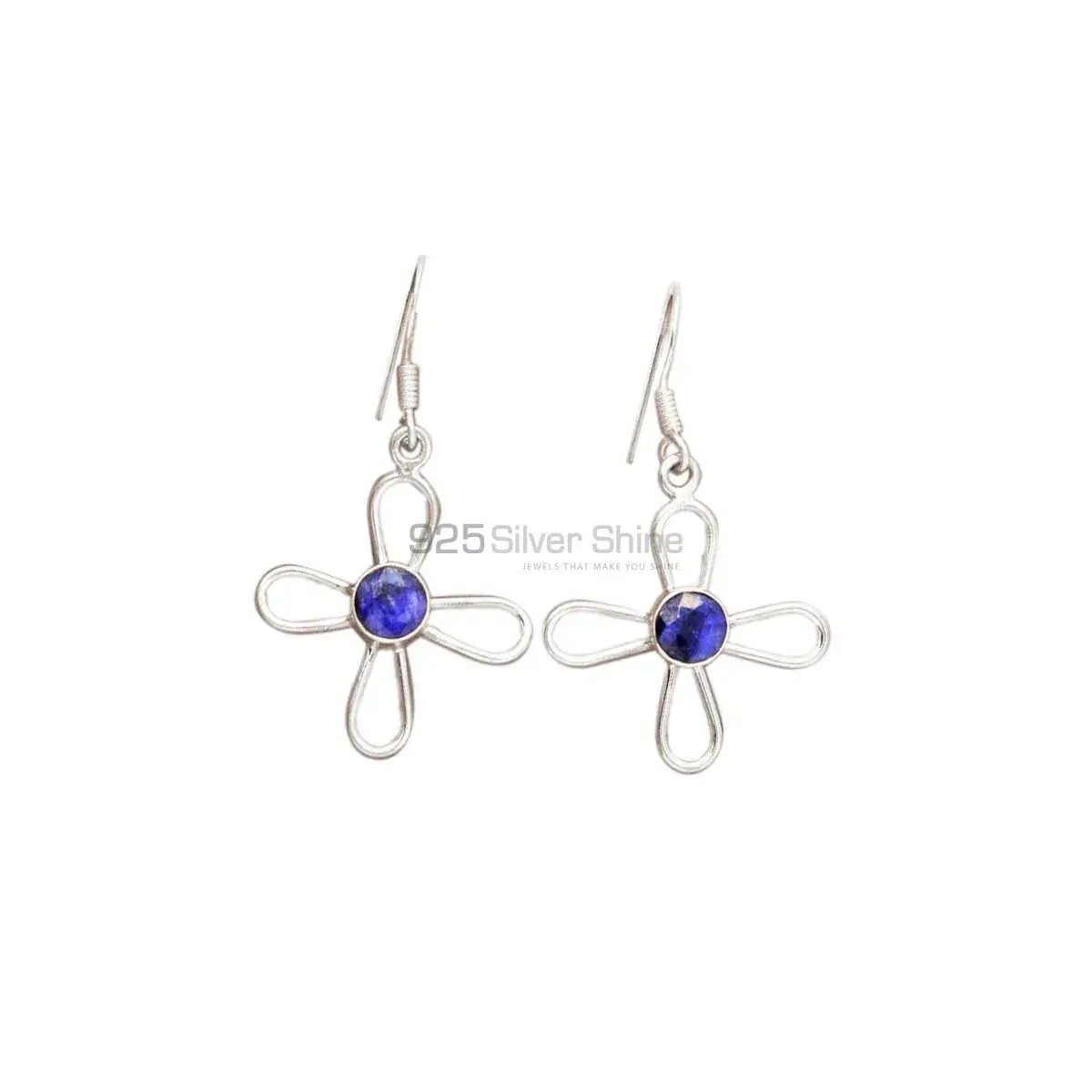 925 Sterling Silver Earrings In Dyed Sapphire Gemstone Jewelry 925SE2396_0