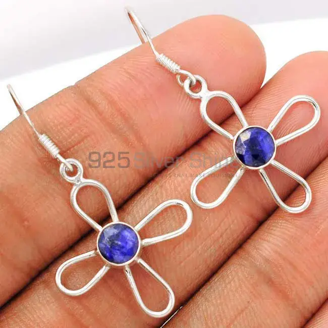 Inexpensive 925 Sterling Silver Earrings Wholesaler In Dyed Sapphire Gemstone Jewelry 925SE2396_0