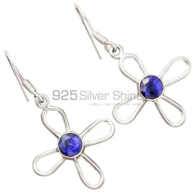 Inexpensive 925 Sterling Silver Earrings Wholesaler In Dyed Sapphire Gemstone Jewelry 925SE2396_1