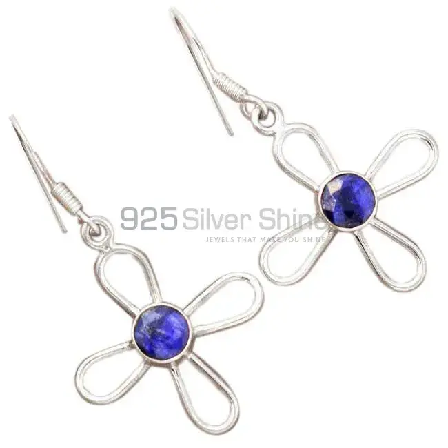 925 Sterling Silver Earrings In Dyed Sapphire Gemstone Jewelry 925SE2396_2