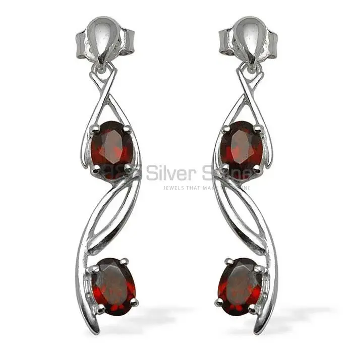 Inexpensive 925 Sterling Silver Earrings Wholesaler In Garnet Gemstone Jewelry 925SE1076
