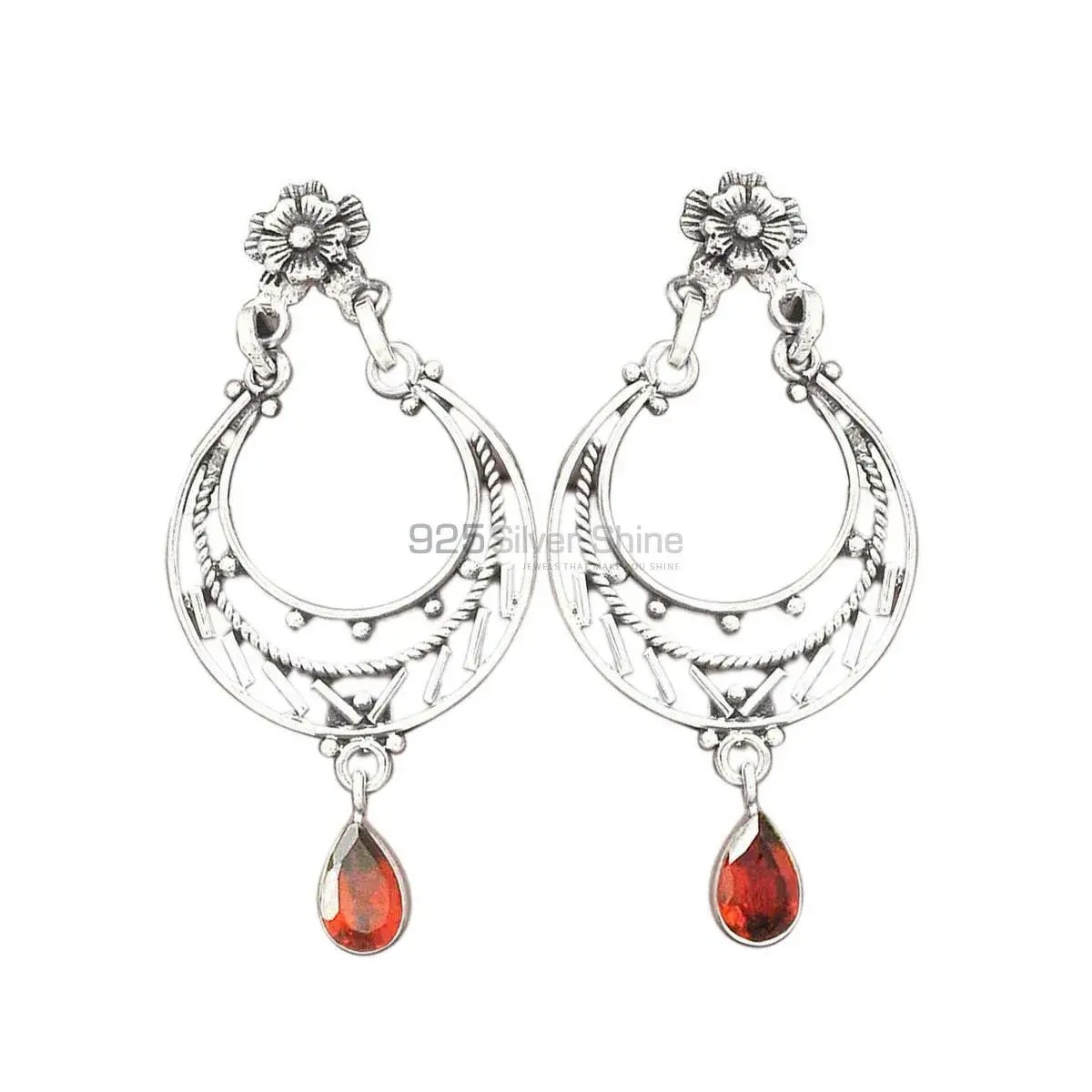 925 Sterling Silver Earrings In Garnet Gemstone Jewelry 925SE3109_0