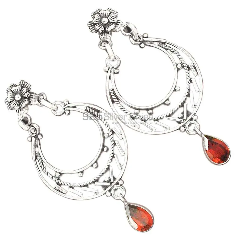 Inexpensive 925 Sterling Silver Earrings Wholesaler In Garnet Gemstone Jewelry 925SE3109_1