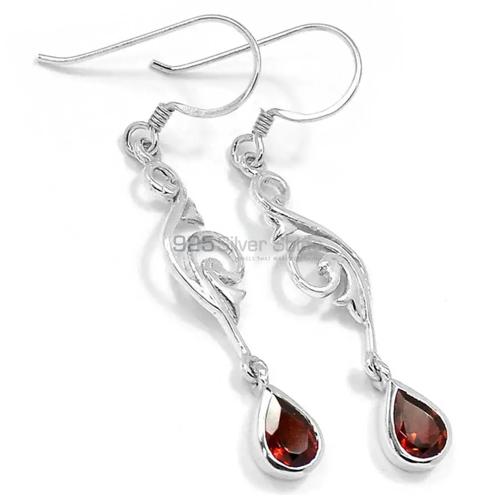 Inexpensive 925 Sterling Silver Earrings Wholesaler In Garnet Gemstone Jewelry 925SE523