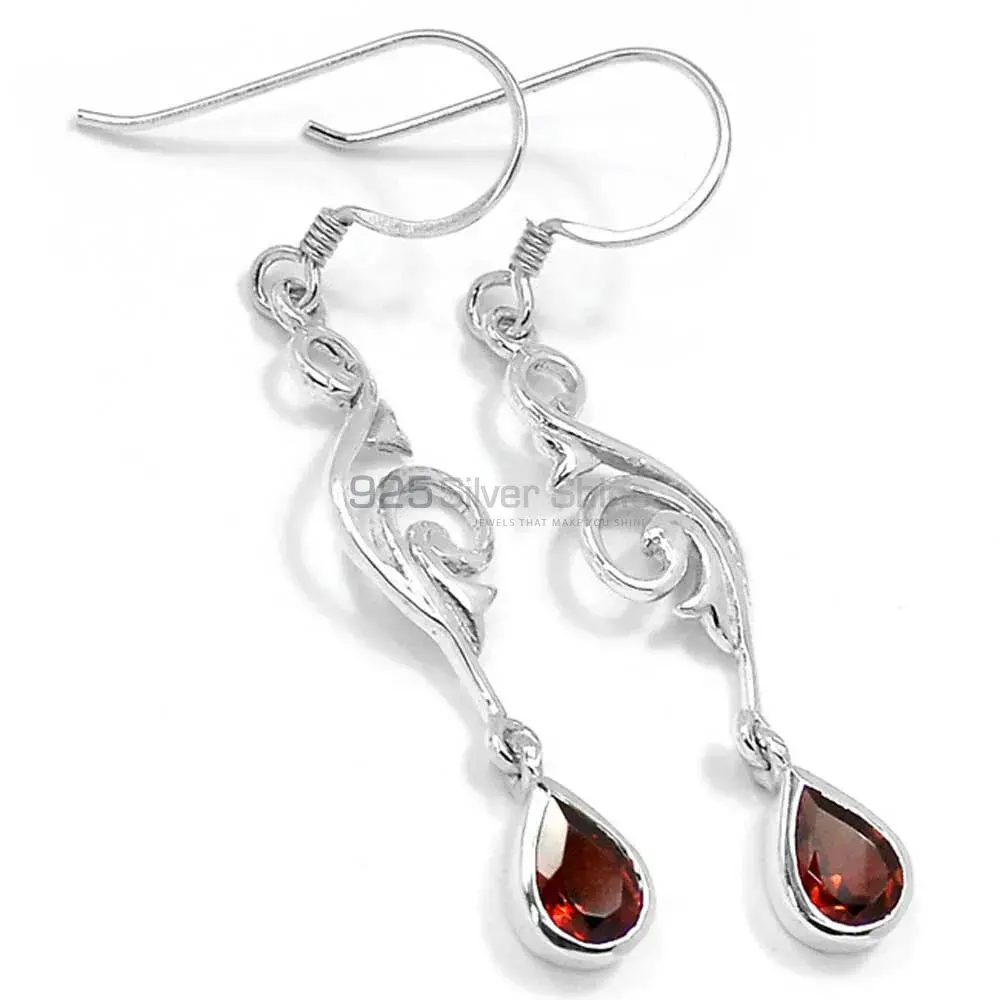 925 Sterling Silver Earrings In Garnet Gemstone Jewelry 925SE523