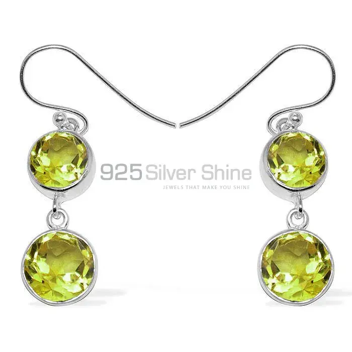Inexpensive 925 Sterling Silver Earrings Wholesaler In Lemon Quartz Gemstone Jewelry 925SE1155