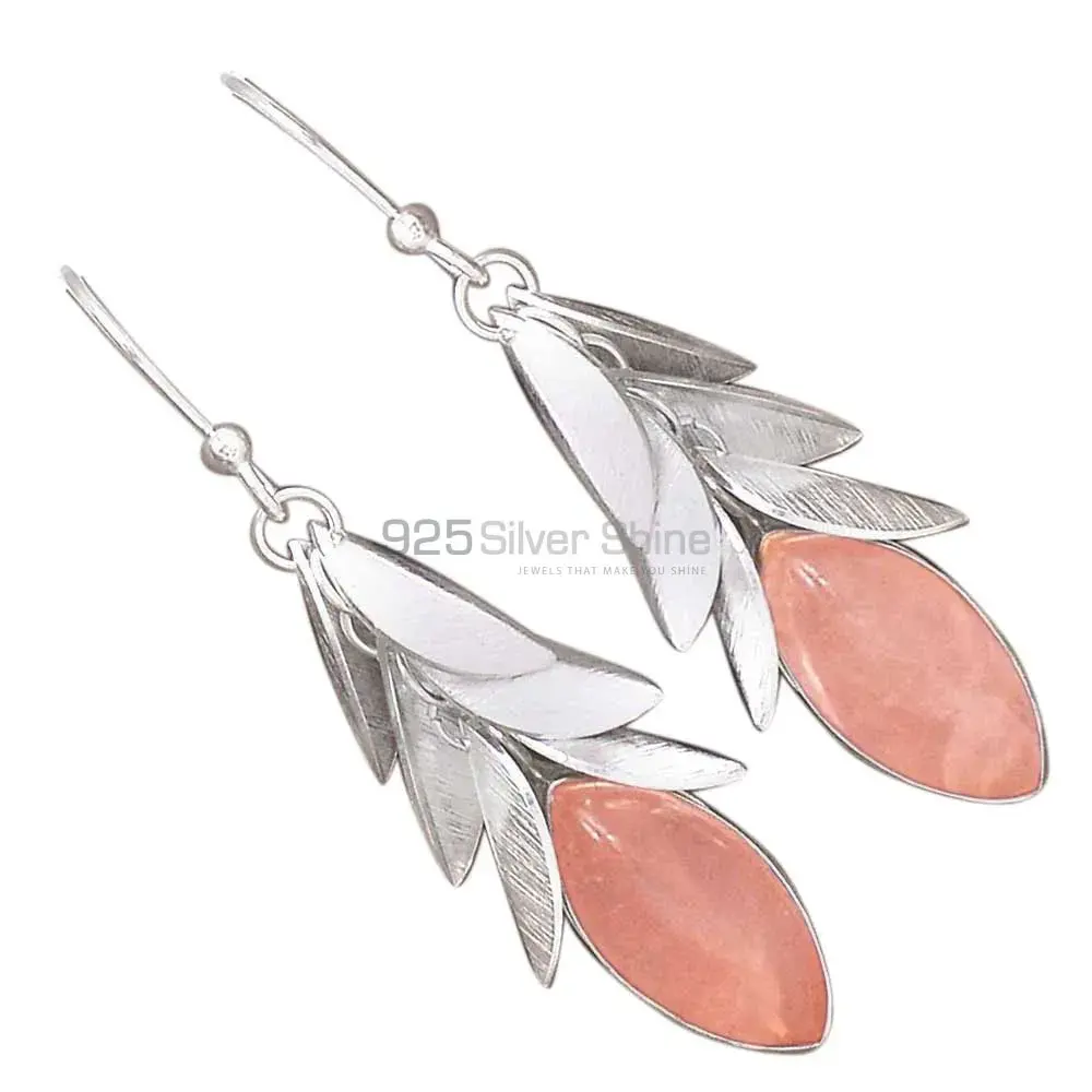 Inexpensive 925 Sterling Silver Earrings Wholesaler In Rose Quartz Gemstone Jewelry 925SE3030_0