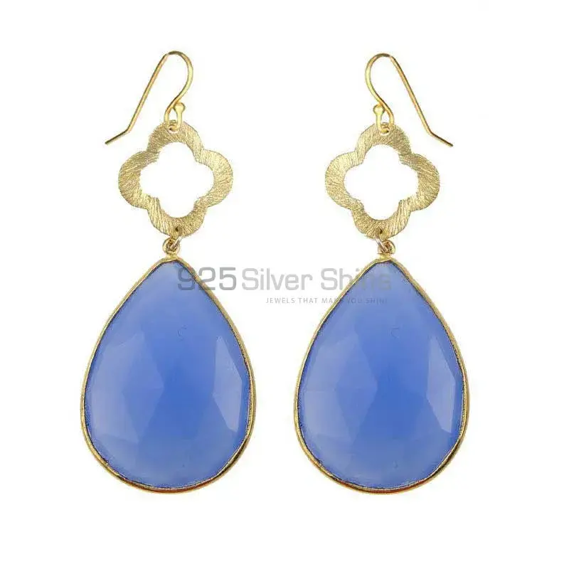 Inexpensive 925 Sterling Silver Earrings Wholesaler In Chalcedony Gemstone Jewelry 925SE1900