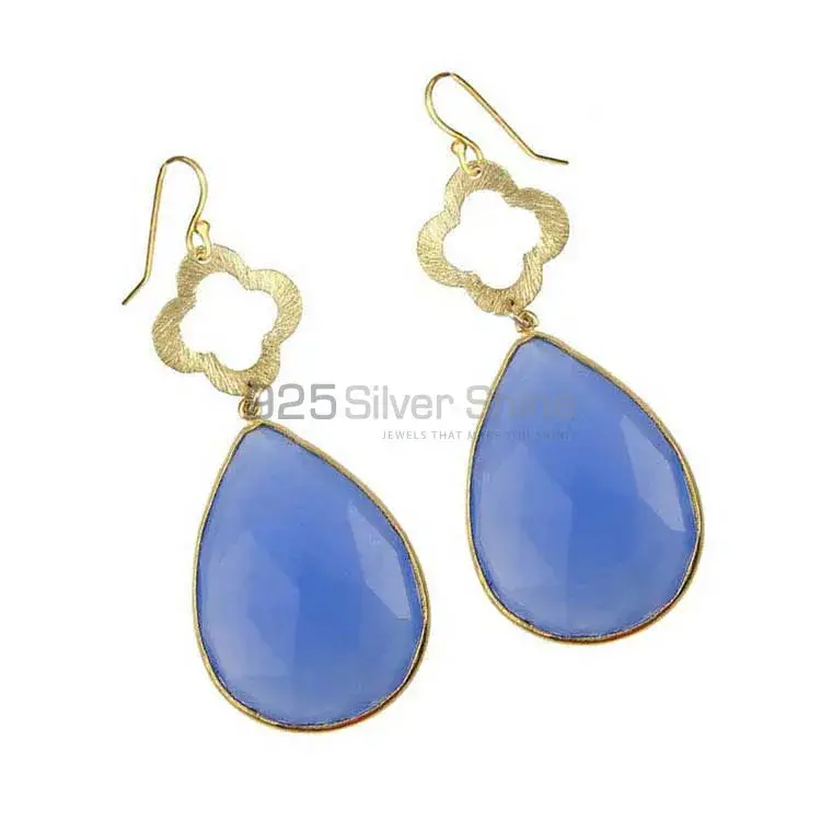 Inexpensive 925 Sterling Silver Earrings Wholesaler In Chalcedony Gemstone Jewelry 925SE1900_0