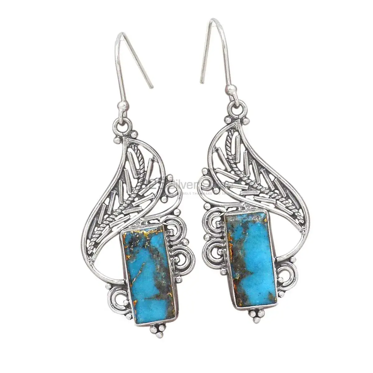 Inexpensive 925 Sterling Silver Earrings Wholesaler In Turquoise Gemstone Jewelry 925SE2951