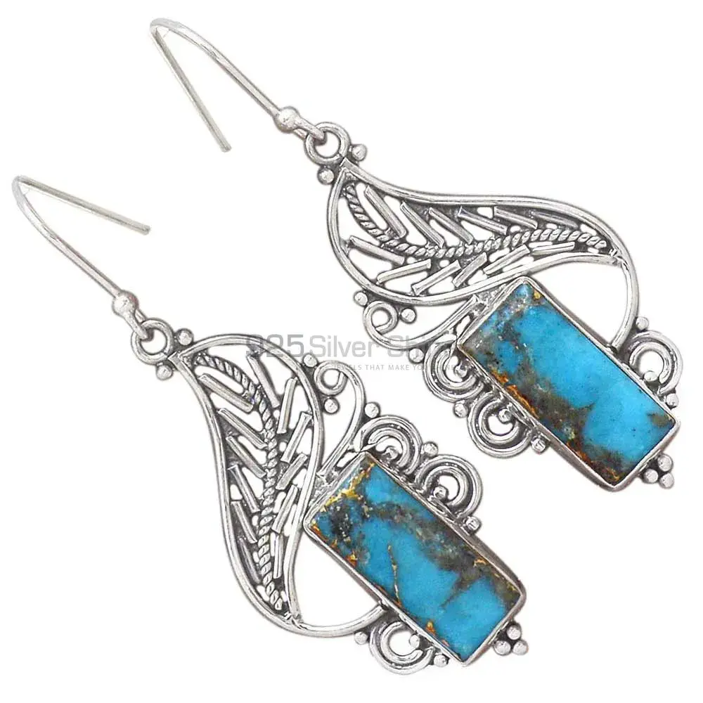 Inexpensive 925 Sterling Silver Earrings Wholesaler In Turquoise Gemstone Jewelry 925SE2951_1
