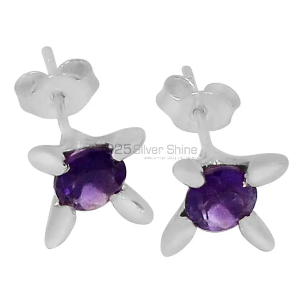 925 Sterling Silver Handmade Earrings In Amethyst Gemstone Jewelry 925SE533_0
