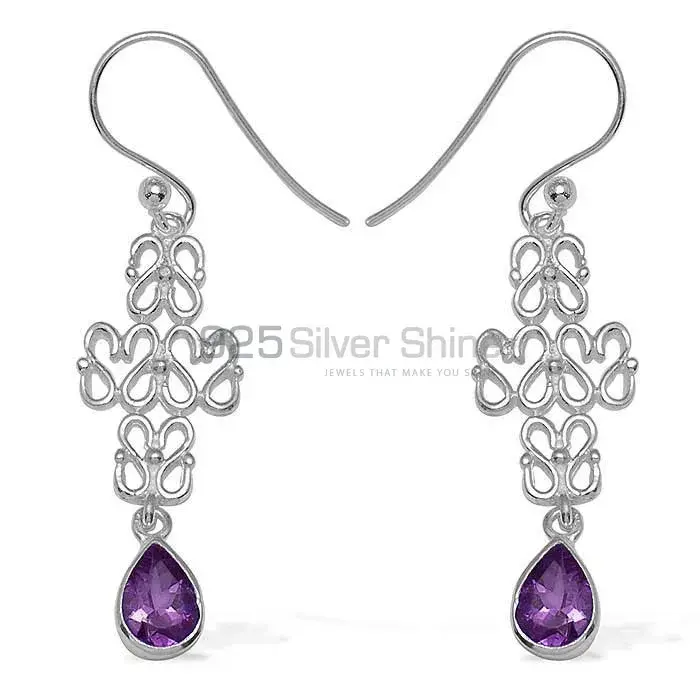 Inexpensive 925 Sterling Silver Handmade Earrings Exporters In Amethyst Gemstone Jewelry 925SE770