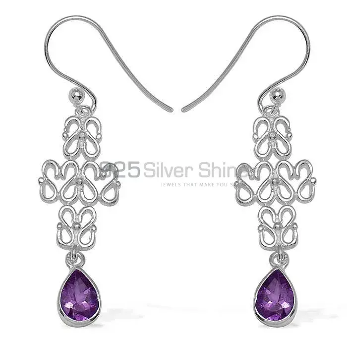 925 Sterling Silver Handmade Earrings In Amethyst Gemstone Jewelry 925SE770