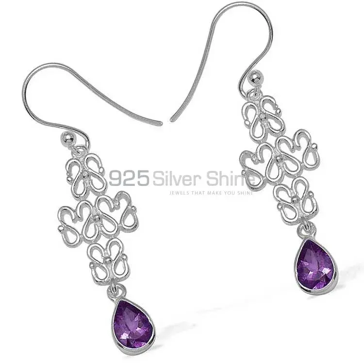 925 Sterling Silver Handmade Earrings In Amethyst Gemstone Jewelry 925SE770_0