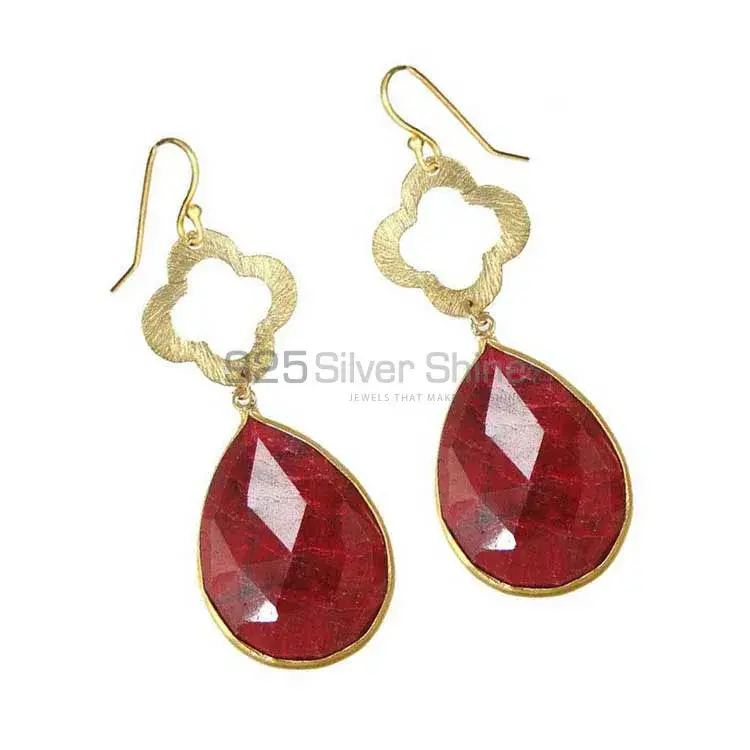 Inexpensive 925 Sterling Silver Handmade Earrings Exporters In Dyed Ruby Gemstone Jewelry 925SE1910_0