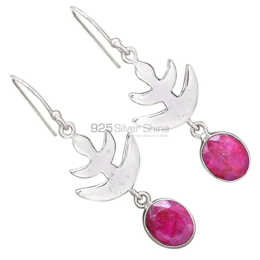 Inexpensive 925 Sterling Silver Handmade Earrings Exporters In Dyed Ruby Gemstone Jewelry 925SE2169_1