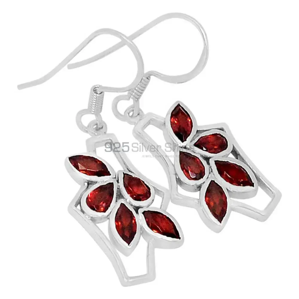 Inexpensive 925 Sterling Silver Handmade Earrings Exporters In Garnet Gemstone Jewelry 925SE612