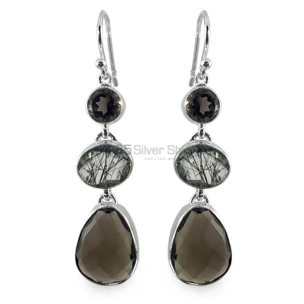 925 Sterling Silver Handmade Earrings In Multi Gemstone Jewelry 925SE1314_0