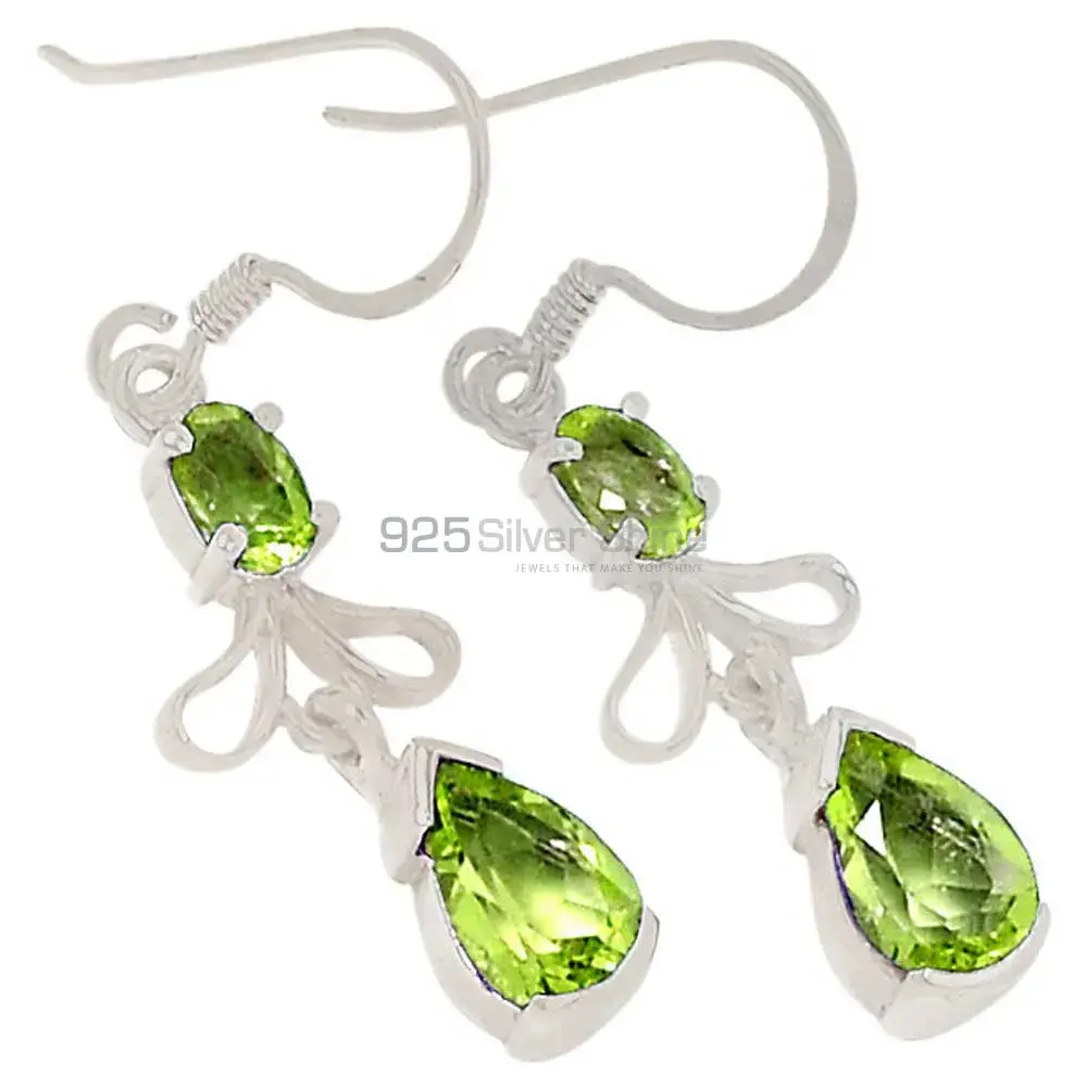Inexpensive 925 Sterling Silver Handmade Earrings Exporters In Peridot Gemstone Jewelry 925SE375