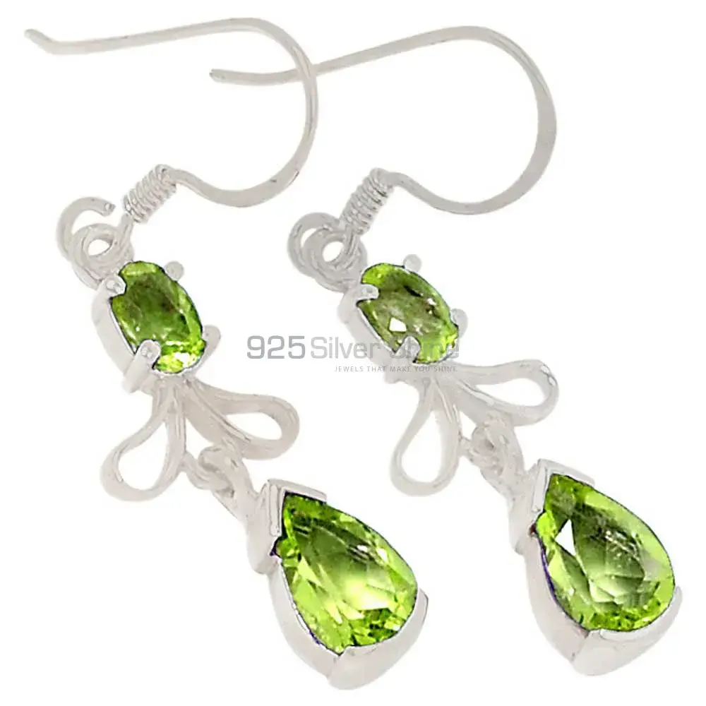 925 Sterling Silver Handmade Earrings In Peridot Gemstone Jewelry 925SE375_0