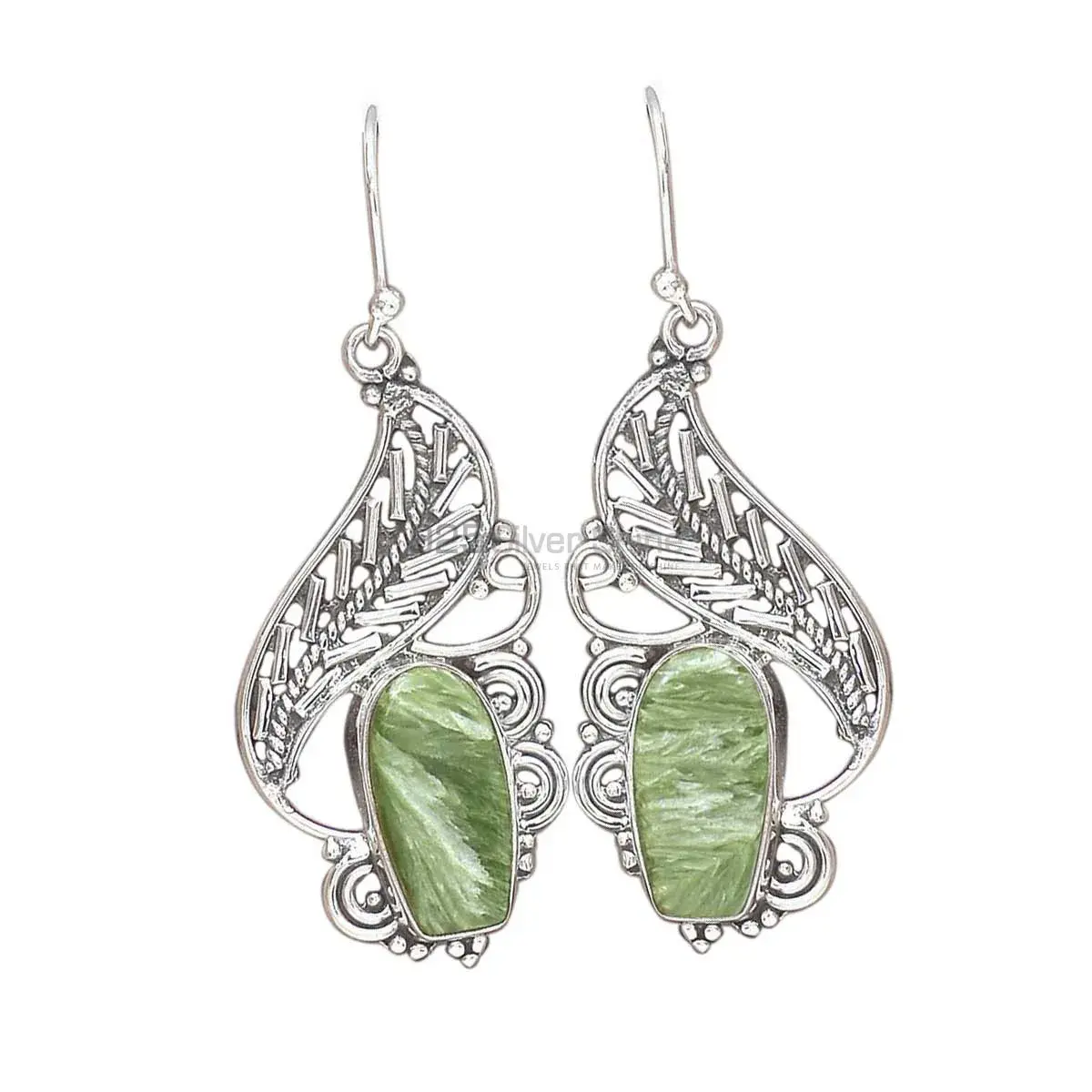 925 Sterling Silver Handmade Earrings In Seraphinite Gemstone Jewelry 925SE2961_0