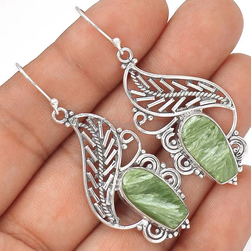 Inexpensive 925 Sterling Silver Handmade Earrings Exporters In Seraphinite Gemstone Jewelry 925SE2961_0