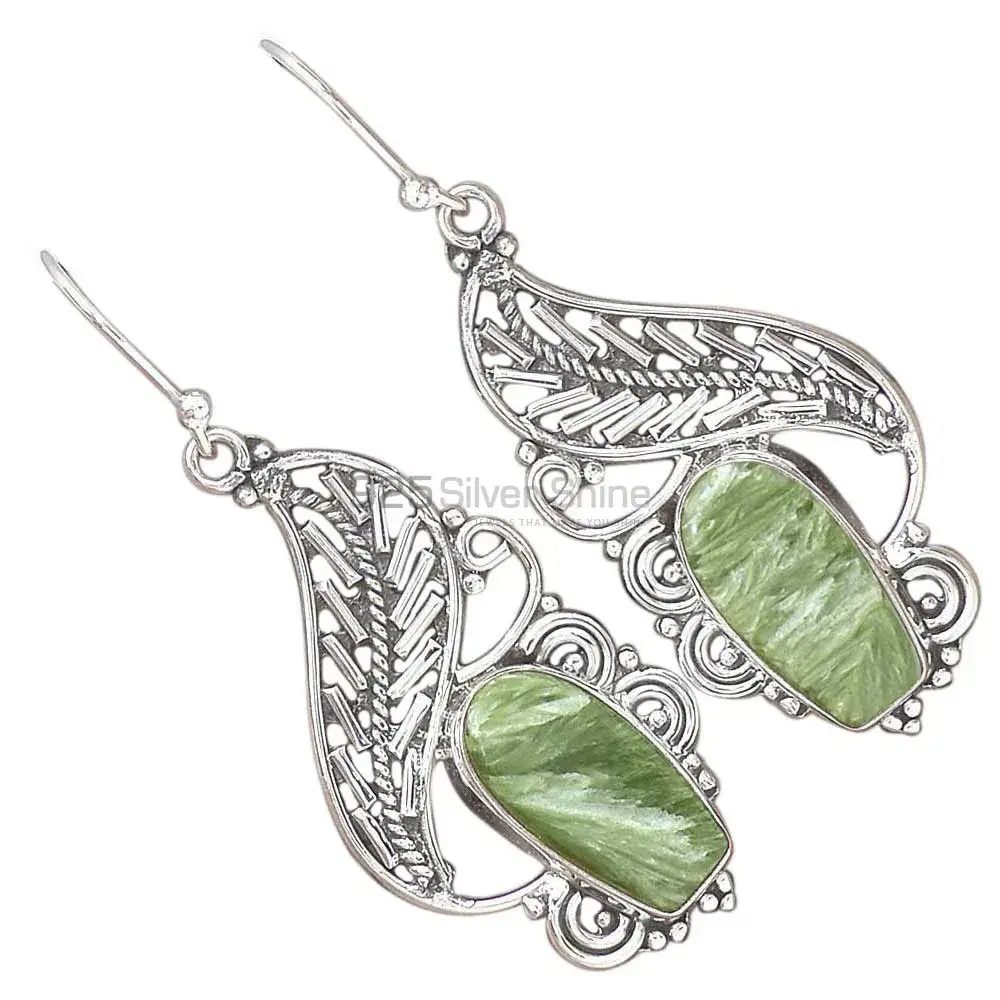Inexpensive 925 Sterling Silver Handmade Earrings Exporters In Seraphinite Gemstone Jewelry 925SE2961_1