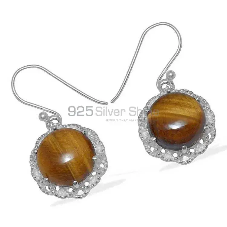 925 Sterling Silver Handmade Earrings In Tiger's Eye Gemstone Jewelry 925SE849_1