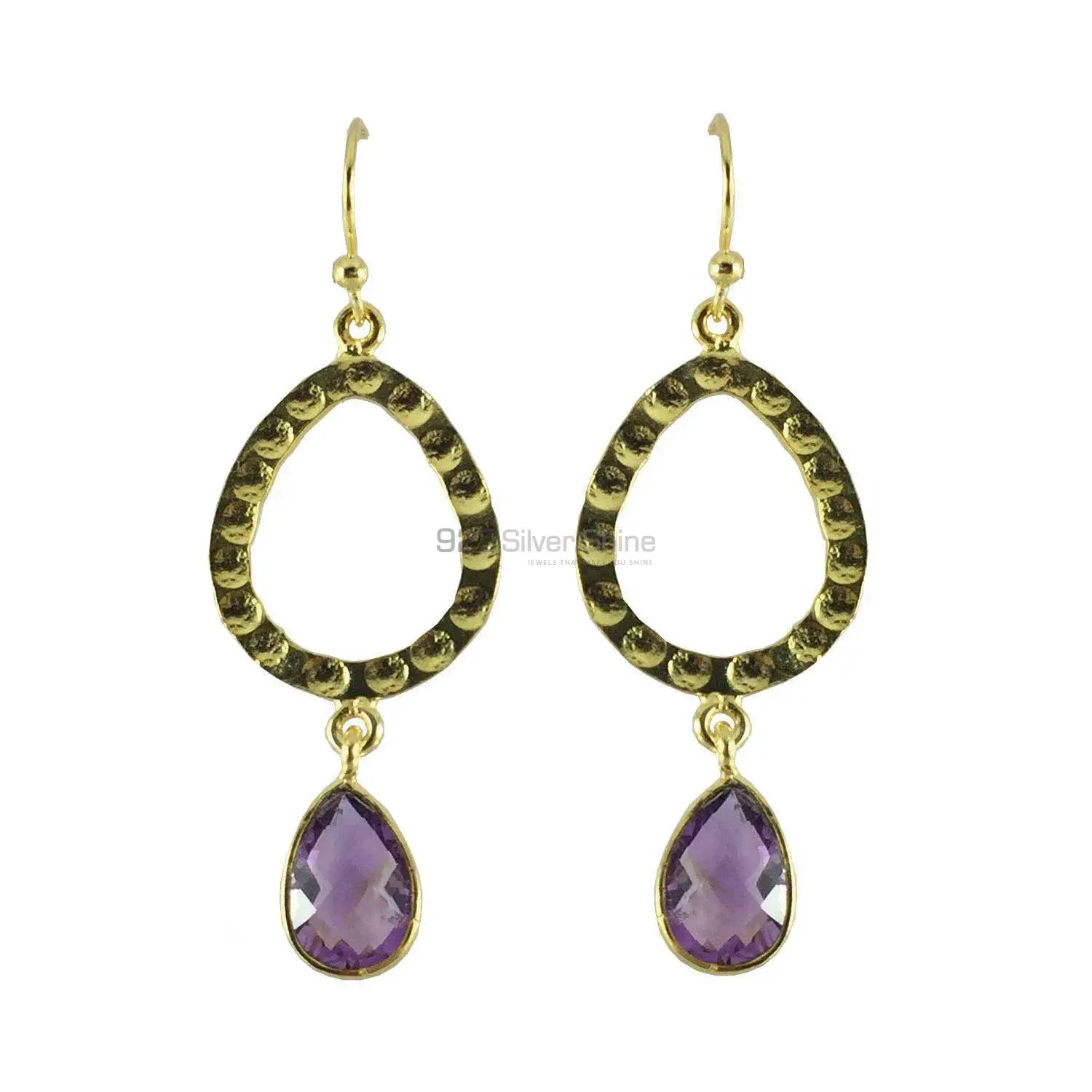 925 Sterling Silver Handmade Earrings In Amethyst Gemstone Jewelry 925SE1299_0