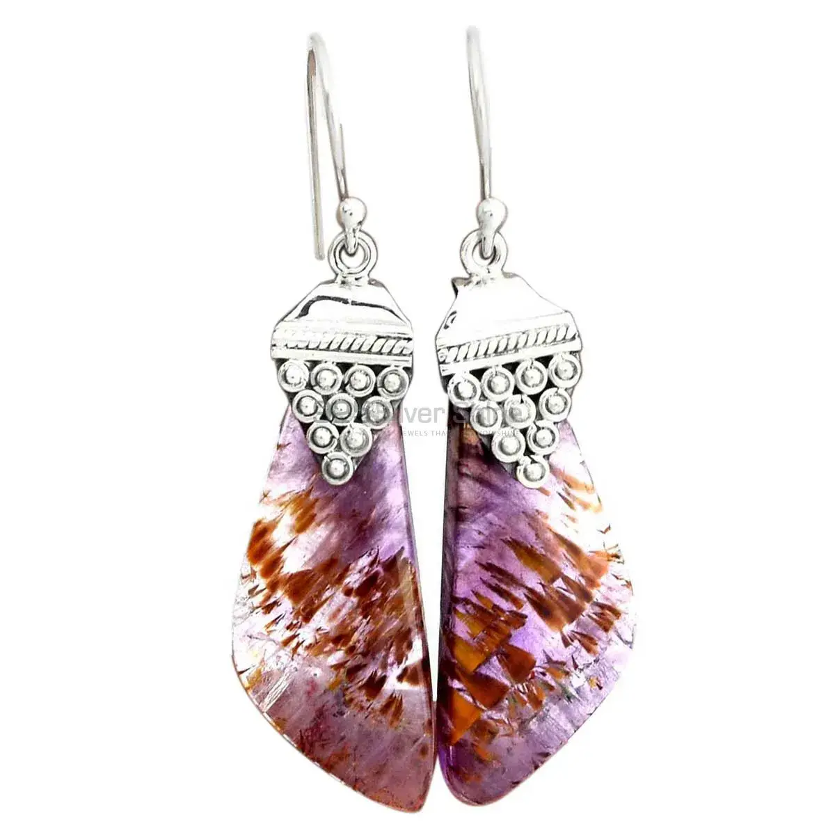 Inexpensive 925 Sterling Silver Handmade Earrings Manufacturer In Cacoxenite Gemstone Jewelry 925SE2470