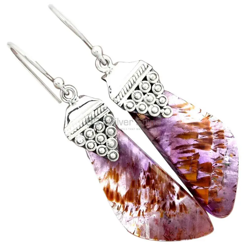 925 Sterling Silver Handmade Earrings In Cacoxenite Gemstone Jewelry 925SE2470_2