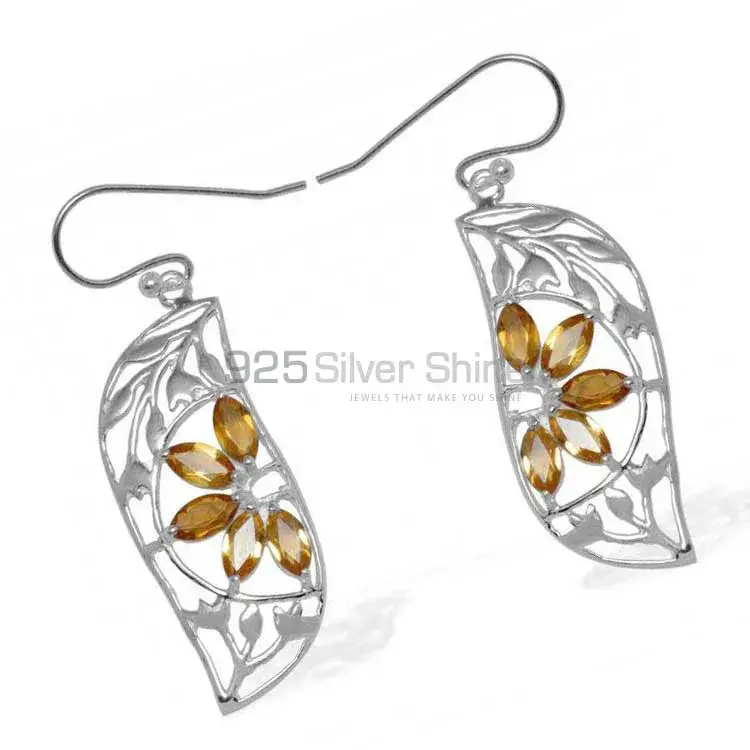 Inexpensive 925 Sterling Silver Handmade Earrings Manufacturer In Citrine Gemstone Jewelry 925SE913_0