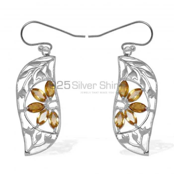 Inexpensive 925 Sterling Silver Handmade Earrings Manufacturer In Citrine Gemstone Jewelry 925SE913_2