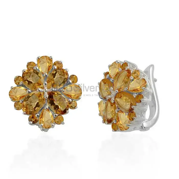 Inexpensive 925 Sterling Silver Handmade Earrings Manufacturer In Citrine Gemstone Jewelry 925SE992