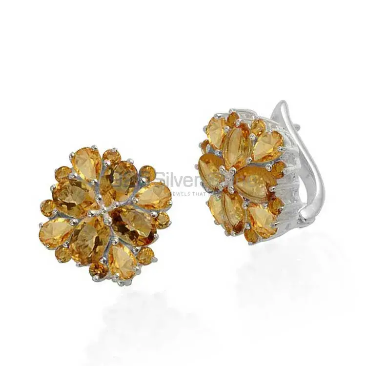 Inexpensive 925 Sterling Silver Handmade Earrings Manufacturer In Citrine Gemstone Jewelry 925SE992_0