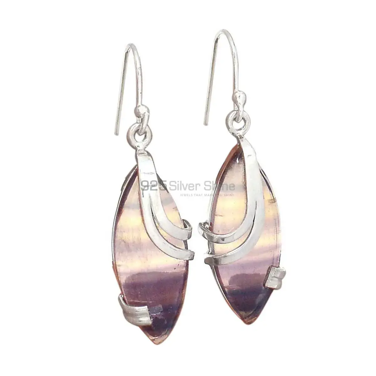 Inexpensive 925 Sterling Silver Handmade Earrings Manufacturer In Fluorite Gemstone Jewelry 925SE2075